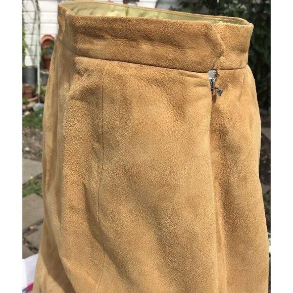 VTG 60s Rare Suede Leather Silk Women’s Pencil Skirt MOD Western Boho USA XS O - Picture 5 of 16